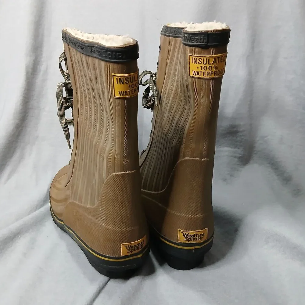 Weather Spirits Insulated Waterproof Boots Steel Shank Work Fishing Mens sz 9